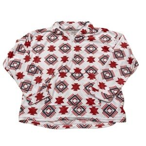 3/$15 Bearpaw Aztec Quarter Zip Pullover Fleece Sweatshirt Geometric Women Large